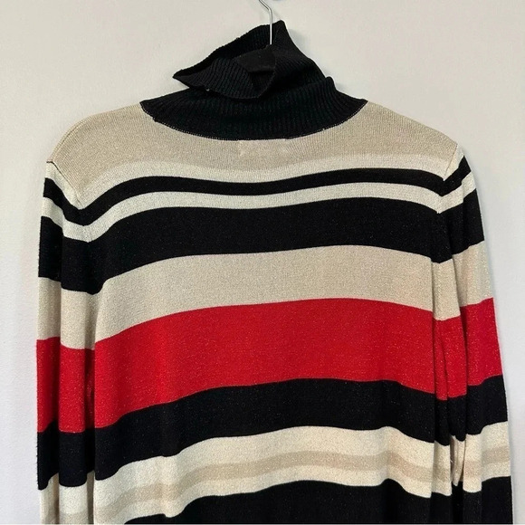 Joseph A Women's Black, Red, Gold, Striped Long Sleeve Turtle Neck Size XL GUC - Picture 8 of 9